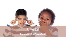 Presentation with ears - PPT layouts having two-children-excited-covering background and a coral colored foreground