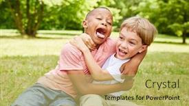  Presentation with fight - Audience pleasing PPT layouts consisting of two-children-fight-and-fight backdrop and a yellow colored foreground