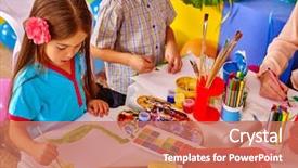  Presentation with children painting - Presentation design with two children girl and boy background and a coral colored foreground