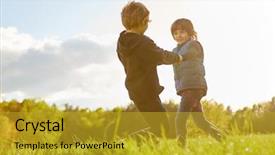  Presentation with dance children - Presentation design with two children happily dance background and a gold colored foreground