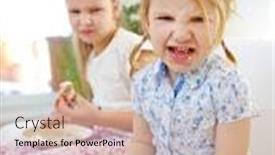  Presentation with eat - Audience pleasing slides consisting of two-children-in-a-bad backdrop and a soft green colored foreground