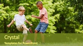  Presentation with children playing - Amazing slide deck having two children in duel playing backdrop and a tawny brown colored foreground
