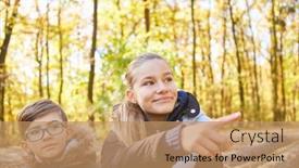  Presentation with hike forest - Slide set with two-children-in-the-forest background and a coral colored foreground