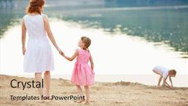  Presentation with children playing - Colorful theme enhanced with two children on a beach backdrop and a lemonade colored foreground