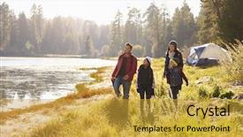  Presentation with taking care of children and parent - PPT theme having two children on camping background and a gold colored foreground