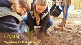  Presentation with forest school - Presentation theme consisting of two-children-plant-a-tree background and a  colored foreground