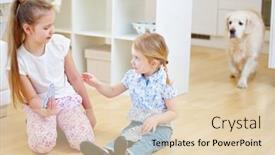  Presentation with dog house - Beautiful theme featuring two-children-play-cards-together backdrop and a lemonade colored foreground