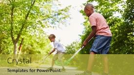  Presentation with street children - Audience pleasing slide set consisting of two-children-play-hockey backdrop and a yellow colored foreground