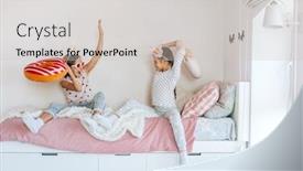  Presentation with children playing - Slides consisting of two-children-playing-together background and a light gray colored foreground