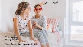  Presentation with children playing - Beautiful presentation theme featuring two-children-playing-together backdrop and a mint green colored foreground