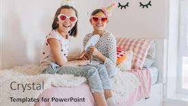  Presentation with children playing - PPT theme with two-children-playing-together background and a light gray colored foreground