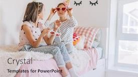  Presentation with children playing - Presentation theme having two-children-playing-together background and a lemonade colored foreground