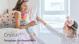  Presentation with children playing - PPT theme enhanced with two-children-playing-together background and a sky blue colored foreground