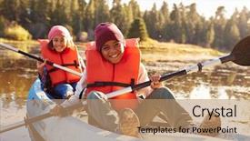  Presentation with rowing - Presentation with two children rowing kayak background and a coral colored foreground