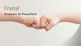  Presentation with adolescence - Colorful PPT layouts enhanced with two-children-s-fists-hit backdrop and a sky blue colored foreground