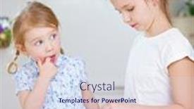  Presentation with strawberry - Colorful slides enhanced with two-children-sneak-secretly backdrop and a sky blue colored foreground