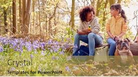  Presentation with pet - PPT theme enhanced with two-children-walking-pet-dog background and a yellow colored foreground