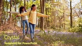  Presentation with woods - Theme having two-children-walking-through-bluebell background and a tawny brown colored foreground