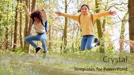  Presentation with springtime - Slide deck enhanced with two-children-walking-through-bluebell background and a yellow colored foreground