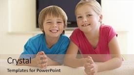  Presentation with widescreen - Beautiful PPT layouts featuring two children watching widescreen tv backdrop and a  colored foreground