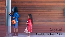  Presentation with fancy dress - Audience pleasing theme consisting of two-children-wearing-fancy-dress backdrop and a violet colored foreground