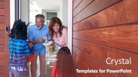  Presentation with fancy dress - Amazing PPT theme having two-children-wearing-fancy-dress backdrop and a tawny brown colored foreground