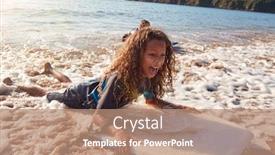  Presentation with children playing - Theme having two-children-wearing-wetsuits-playing background and a coral colored foreground