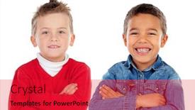  Presentation with children - PPT layouts enhanced with two-children-with-a-beautiful background and a red colored foreground