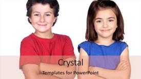  Presentation with white parents and black children - Slide set consisting of two children with crossed arms background and a coral colored foreground