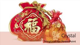  Presentation with chinese new year - Presentation theme having gift bags and gold ingot background and a red colored foreground