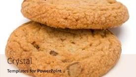  Presentation with chocolate biscuits - PPT layouts having two chocolate chip cookies isolated background and a gold colored foreground