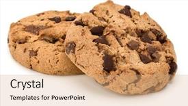  Presentation with chocolate chip cookies - Slide deck having two chocolate chip cookies isolated background and a coral colored foreground
