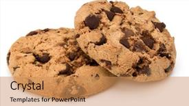  Presentation with cookie - Cool new PPT layouts with two chocolate chip cookies isolated backdrop and a coral colored foreground