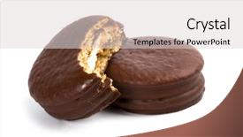  Presentation with white chocolate - Theme enhanced with two chocolate cookies isolated background and a light gray colored foreground