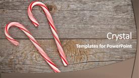  Presentation with cane - Beautiful presentation featuring two christmas candy cane over wooden background with copy space backdrop and a coral colored foreground