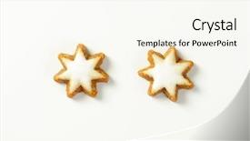  Presentation with cookies christmas - Audience pleasing PPT layouts consisting of two christmas star cookies on white background backdrop and a cream colored foreground