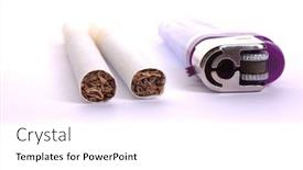  Presentation with cigarettes - Slides consisting of two-cigarettes-and-lighter-isolated background and a white colored foreground