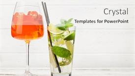  Presentation with cocktail - Audience pleasing PPT layouts consisting of two-classic-cocktail-glasses backdrop and a sky blue colored foreground