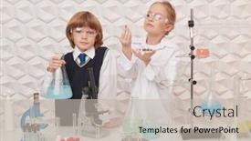  Presentation with children - Theme enhanced with two-clever-children-scientists-making background and a soft green colored foreground