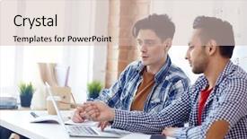  Presentation with designe for two wheelers safety - Theme consisting of two clever designers discussing new background and a soft green colored foreground