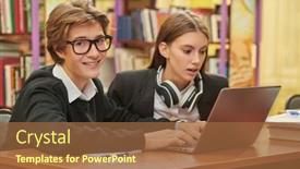  Presentation with black students - PPT layouts having two-clever-modern-students background and a tawny brown colored foreground