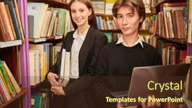  Presentation with black students - PPT layouts featuring two-clever-modern-students background and a tawny brown colored foreground