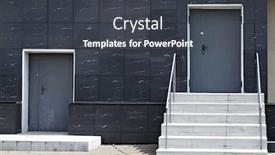  Presentation with modern building - Cool new slide set with two-closed-doors-of-service backdrop and a dark gray colored foreground