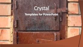  Presentation with furnace - PPT theme enhanced with two closed old furnace doors background and a tawny brown colored foreground