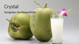  Presentation with coconut fruit - Slides having two coconuts and a cup background and a mint green colored foreground