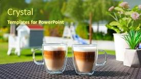  Presentation with garden - Colorful PPT layouts enhanced with two-coffees-on-the-table backdrop and a tawny brown colored foreground