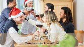  Presentation with christmas party - Cool new theme with two-colleagues-flirt-and-clink backdrop and a soft green colored foreground