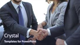  Presentation with joint - Audience pleasing presentation consisting of joint venture companies - two colleagues handshaking after meeting backdrop and a tawny brown colored foreground