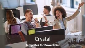  Presentation with sharing - Audience pleasing theme consisting of two-colleagues-male-and-female backdrop and a tawny brown colored foreground