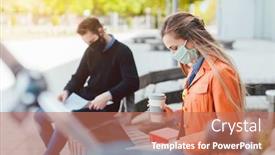  Presentation with college students - Theme with two-college-students-learning background and a coral colored foreground